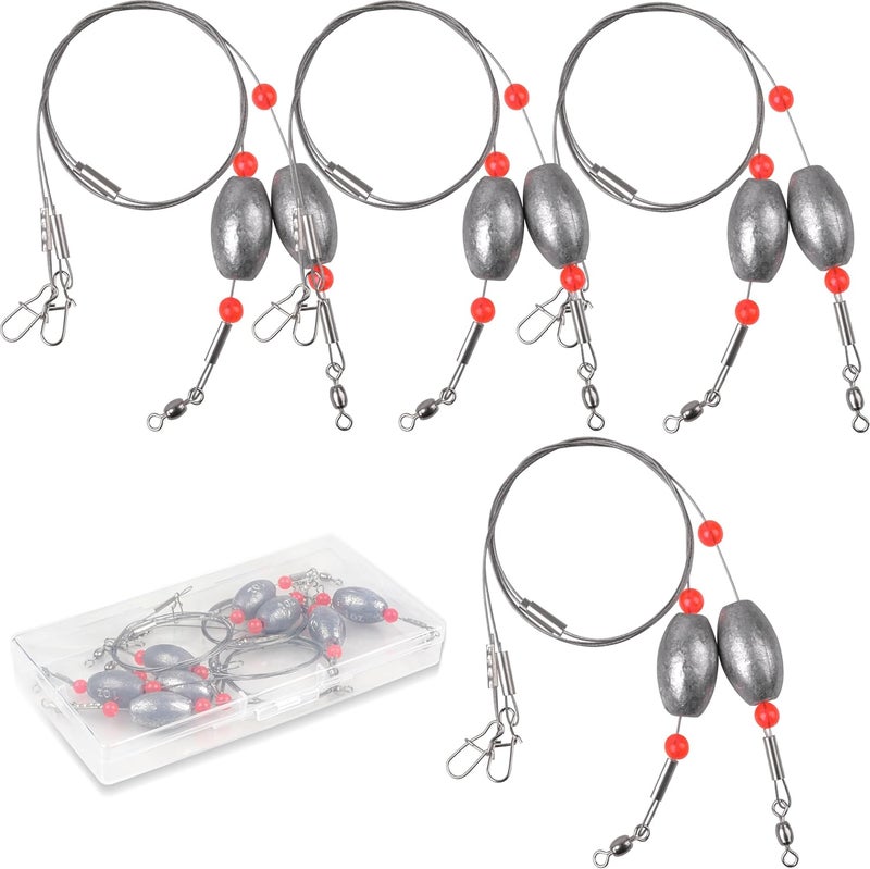 FUSIGO Egg Fishing Sinker Weight Rigs, 6pcs Flounder Rig Saltwater Bottom Rigs Stainless Steel Wire Leader with Egg Sinker Catfish Carolina Rigs Fishing Ready Rigs for Trout Drum Redfish Fishing - Image 1